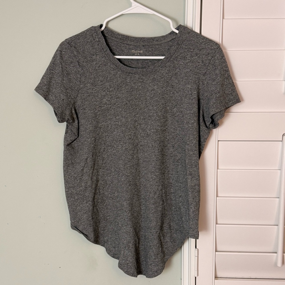 Madewell Heather Gray High-Low Short Sleeve T-Shirt Small